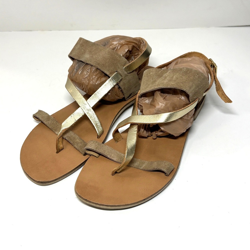 Barbara Barbieri Strappy Sandals Womens‎ 7 Tan Gold Made in Italy Suede Leather